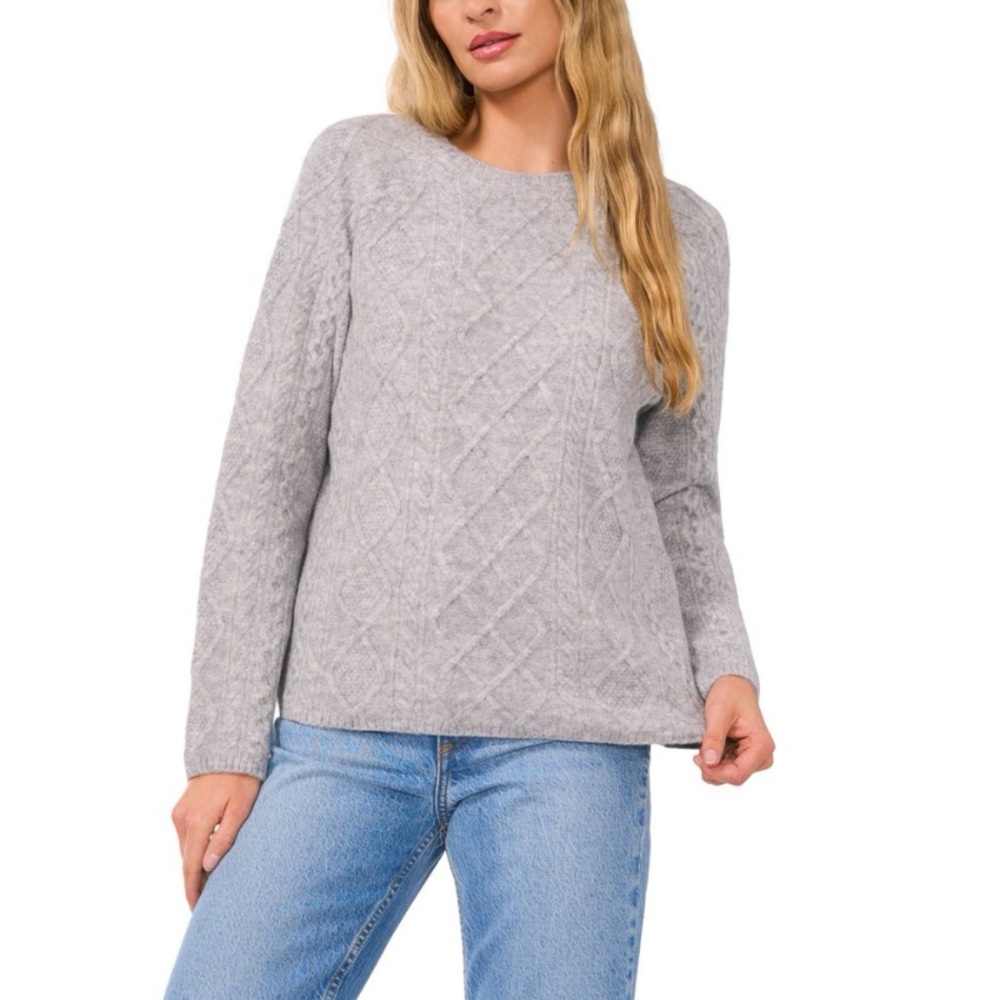 Vince Camuto Light Heather Grey Cable Sweater